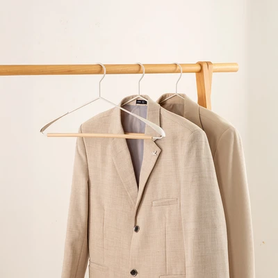 Gambar Stora Hanger Baju Coat Dengan Bar Kayu 42 cm Set 2 pcs - Putih Ivory