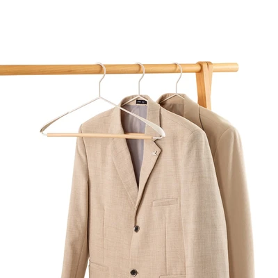 Gambar Stora Hanger Baju Coat Dengan Bar Kayu 42 cm Set 2 pcs - Putih Ivory