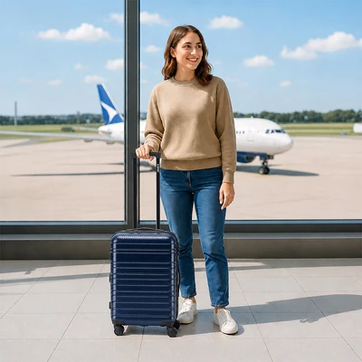 Gambar Passport Blythe Koper PC & ABS TSA Lock Expandable Carbon FIber 20 Inch - Biru