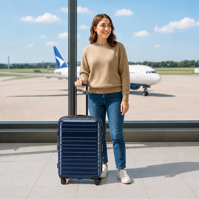 Gambar Passport Blythe Koper PC & ABS TSA Lock Expandable Carbon Fiber 24 Inch - Biru