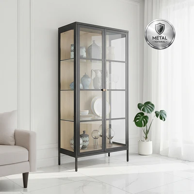 Gambar Informa Lucy Kabinet 2 Pintu Kaca 4 Tingkat 80x40x165 cm - Hitam