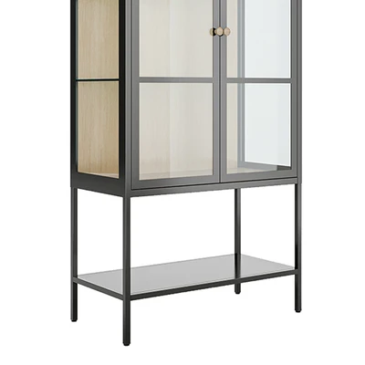 Gambar Informa Lucy Kabinet 2 Pintu Kaca 3 Tingkat 80x40x165 cm - Hitam