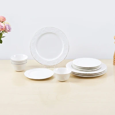 Gambar Appetite White Lily Perlengkapan Makan Gold Rim Set 12 pcs - Putih