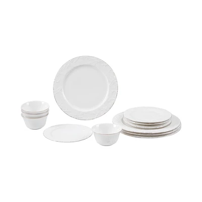 Gambar Appetite White Lily Perlengkapan Makan Gold Rim Set 12 pcs - Putih