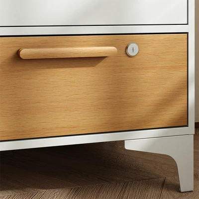 Gambar Stora Lemari Pakaian Japandi 2 Pintu Dengan 2 Laci 90x40x109 cm - Putih