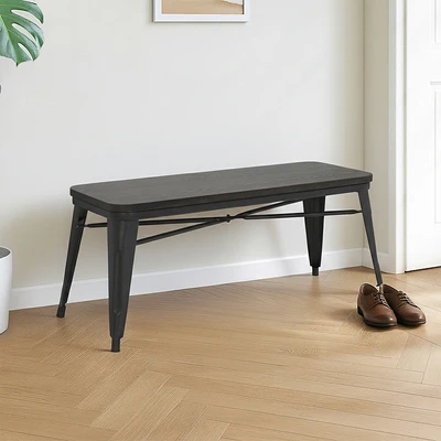 Gambar Informa London Bangku Bench Dengan Dudukan Kayu - Hitam