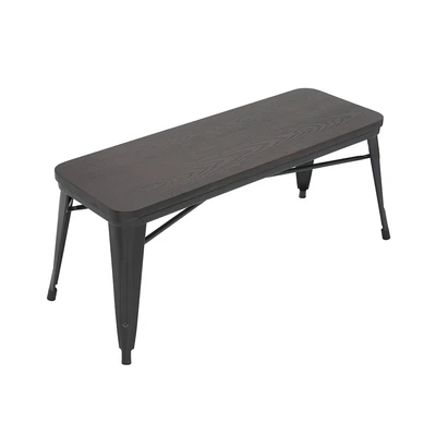 Gambar Informa London Bangku Bench Dengan Dudukan Kayu - Hitam