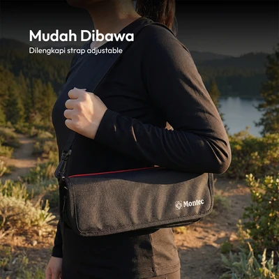 Gambar Montec Kursi Lipat Handbag Dengan Strap - Hitam