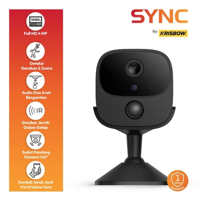 Gambar Krisbow Sync Smart Camera CCTV 4G 4MP Battery N1 - Hitam
