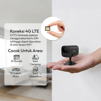 Gambar Krisbow Sync Smart Camera CCTV 4G 4MP Battery N1 - Hitam