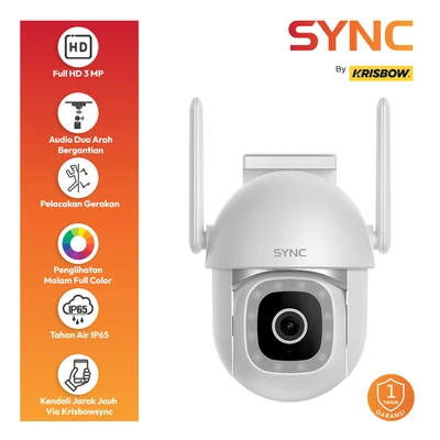 Gambar Krisbow Sync Smart IP Camera Wifi Outdoor 3MP PTZ G13 - Putih