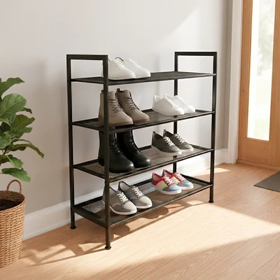 Gambar Stora Rak Sepatu Mesh 4 Tingkat 62x25x74 cm - Hitam