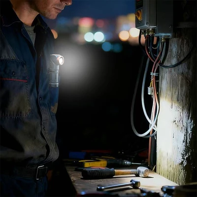 Gambar Powerlite Senter Kepala Swivel Dengan Klip & Magnet - Hitam