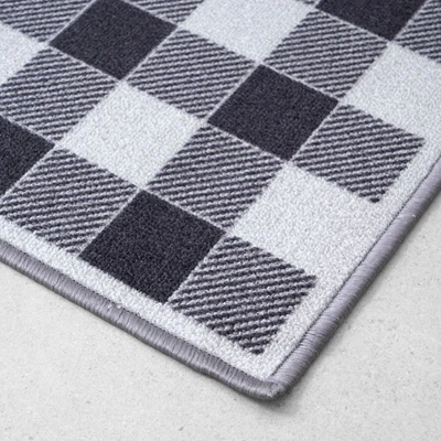 Gambar Informa Raven Keset Pintu Polyester Checkered 50x70 cm - Abu-Abu