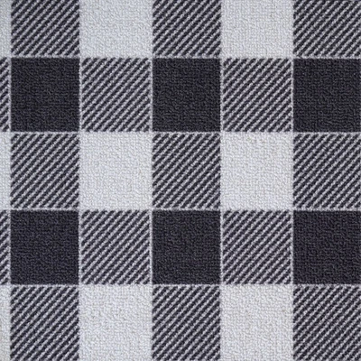 Gambar Informa Raven Keset Pintu Polyester Checkered 50x70 cm - Abu-Abu