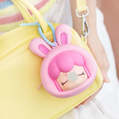 Gambar Rolife Nanci Fluffy Earphone Pouch Rabbit - Pink