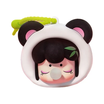 Gambar Rolife Nanci Fluffy Earphone Pouch Panda - Putih/hitam