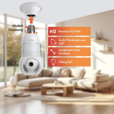 Gambar Krisbow Sync Smart IP Camera Wifi Bulb 4MP PTZ E2  - Putih