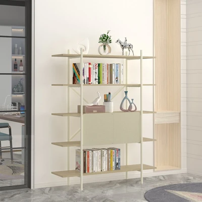 Gambar Informa Sanji Rak Buku 5 Tingkat 120x34x165.6 cm - Putih/Cokelat Oak