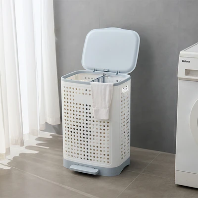 Gambar Informa Fulton Keranjang Laundry Dengan Pedal Sorter 60 Liter - Putih/Abu-Abu