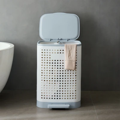 Gambar Informa Fulton Keranjang Laundry Dengan Pedal Sorter 60 Liter - Putih/Abu-Abu
