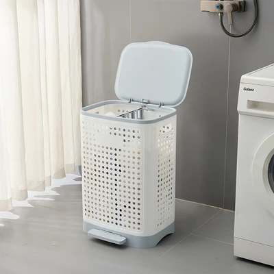 Gambar Informa Fulton Keranjang Laundry Dengan Pedal Sorter 60 Liter - Putih/Abu-Abu
