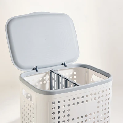 Gambar Informa Fulton Keranjang Laundry Dengan Pedal Sorter 60 Liter - Putih/Abu-Abu