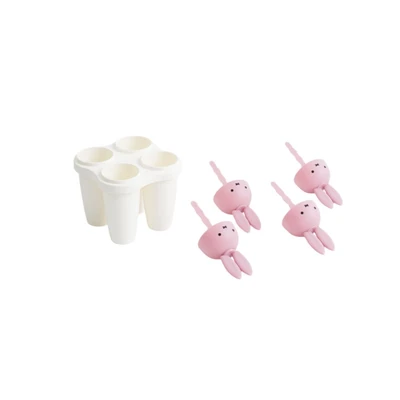 Gambar Culinart Cetakan Es Lilin Plastik Bunny 4 Slot - Pink/Putih
