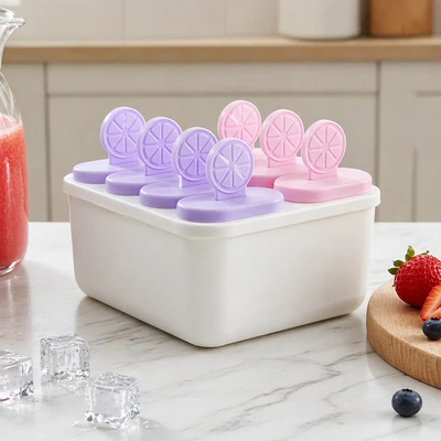 Gambar Culinart Cetakan Es Lilin Plastik 8 Slot - Ungu/Pink