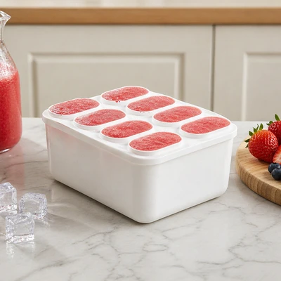 Gambar Culinart Cetakan Es Lilin Plastik 8 Slot - Ungu/Pink