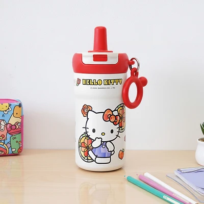 Gambar Sanrio Hello Kitty Botol Vacuum Flask Stainless Steel 316 Dengan Strap - Merah
