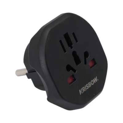 Gambar Krisbow Adaptor Universal Dengan 2 Pin Slim - Hitam