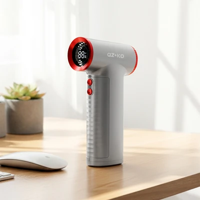 Gambar Azko Kipas Angin Portable Rechargeable Turbo 8000 - Silver/Merah