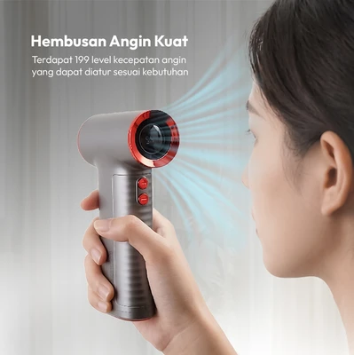 Gambar Azko Kipas Angin Portable Rechargeable Turbo 8000 - Silver/Merah