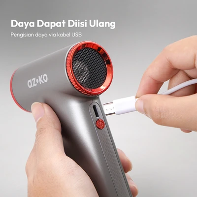 Gambar Azko Kipas Angin Portable Rechargeable Turbo 8000 - Silver/Merah