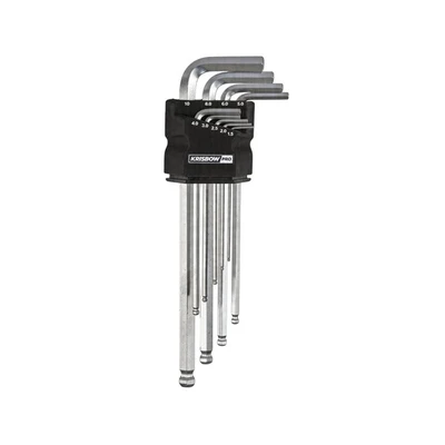 Gambar Krisbow Pro Kunci L Hex Ballpoint 1.5-10 mm Set 9 pcs LPBHS7 - Silver