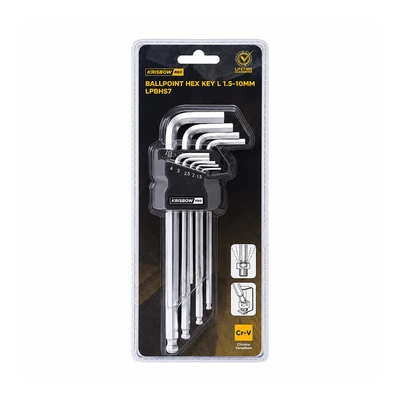 Gambar Krisbow Pro Kunci L Hex Ballpoint 1.5-10 mm Set 9 pcs LPBHS7 - Silver