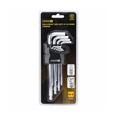 Gambar Krisbow Pro Kunci L Hex Ballpoint 1.5-10 mm Set 9 pcs LPBHS8 - Silver