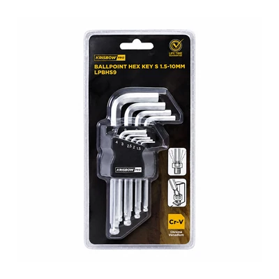 Gambar Krisbow Pro Kunci L Hex Ballpoint 1.5-10 mm Set 9 pcs LPBHS9 - Silver