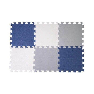 Gambar Forhom Karpet Puzzle EVA Foam 32x32 cm Set 8 Pcs - Biru/Putih/Abu-abu