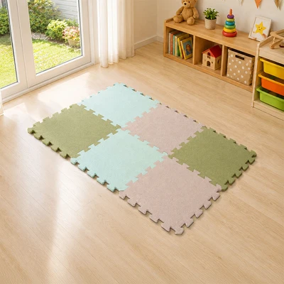 Gambar Forhom Karpet Puzzle EVA Foam 32x32 cm Set 8 Pcs - Hijau/Cokelat