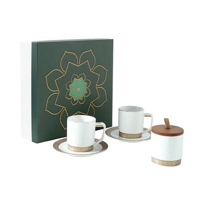 Gambar Appetite Rasha Cangkir Dengan Saucer& Stoples Gula Set 5 pcs - Cokelat / Putih