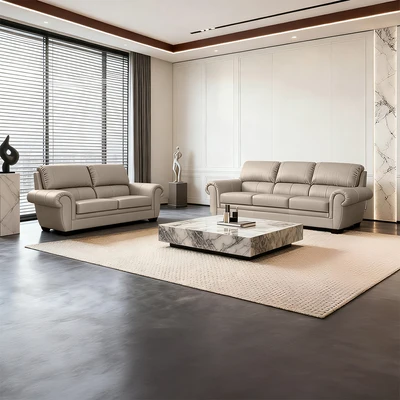Gambar Informa Zora Set Sofa Kulit 2 & 3 Seater - Krem