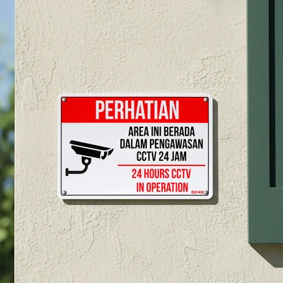 Gambar Azko Stiker Anodized Akrilik Dilengkapi CCTV 20x30 cm - Putih