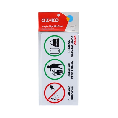 Gambar Azko Stiker Anodized Akrilik 3 Sign Public 10x20 cm - Putih