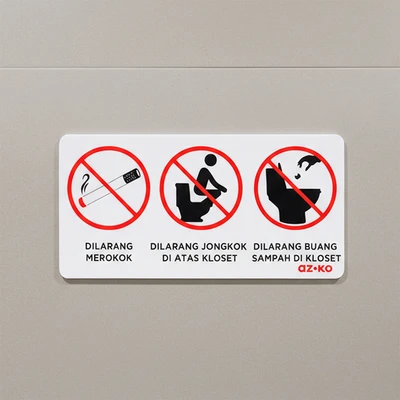 Gambar Azko Stiker Anodized Akrilik 3 Sign Toilet 10x20 cm - Putih