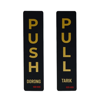 Gambar Azko Stiker Anodized Akrilik Pull & Push 20x5 cm - Hitam