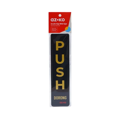Gambar Azko Stiker Anodized Akrilik Pull & Push 20x5 cm - Hitam