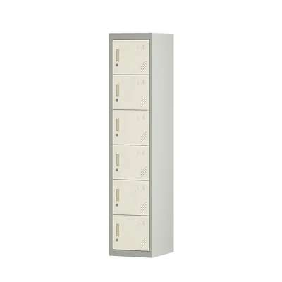Gambar Odi Becca Loker Single Column 6 Pintu - Krem/Abu-Abu