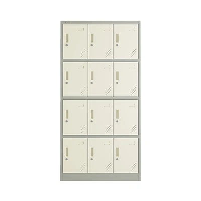 Gambar Odi Becca Loker Single Column 12 Pintu - Krem/Abu-Abu